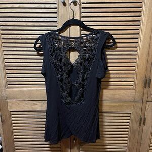 VENUS Black Sleeveless Blouse with Backless Cut Out Design